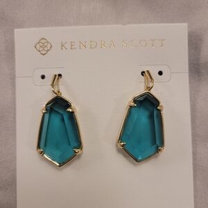 Kendra Scott Green and Gold Geometric Earrings